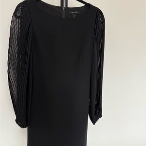 White House Black Market Black Dress with Textured Sleeves